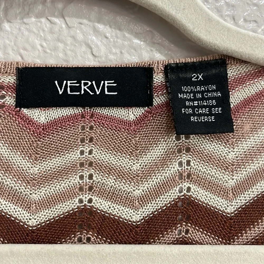 Verve Sweater Dress Black Chevron Print Midi  Size 2X Brown Tan Pink TC0035